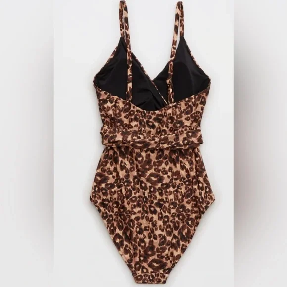NWT Aerie Leopard Wrap Around One Piece Swimsuit - Picture 2 of 7